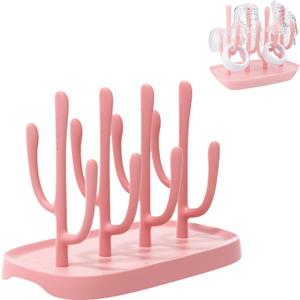 Pink Baby Bottle Drying Rack, Portable Bottle Holder for Baby Accessories