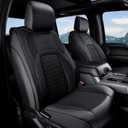 Coverado Custom Fit Front Seat Covers for Chevy Silverado/GMC Sierra 2007-2025 1500, 2015-2025 2500HD 3500HD Crew/Double/Extended Cab Faux Waterproof Leather (Black)