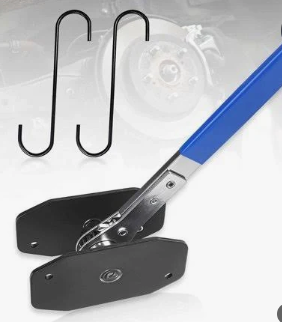 Brake Caliper Compression Tool, 4-in-1 Universal Disc Brake Piston Compressor with 360° Rotating Ratchet & 2 Hangers(Blue,Size:8.8 * 2.6inch)