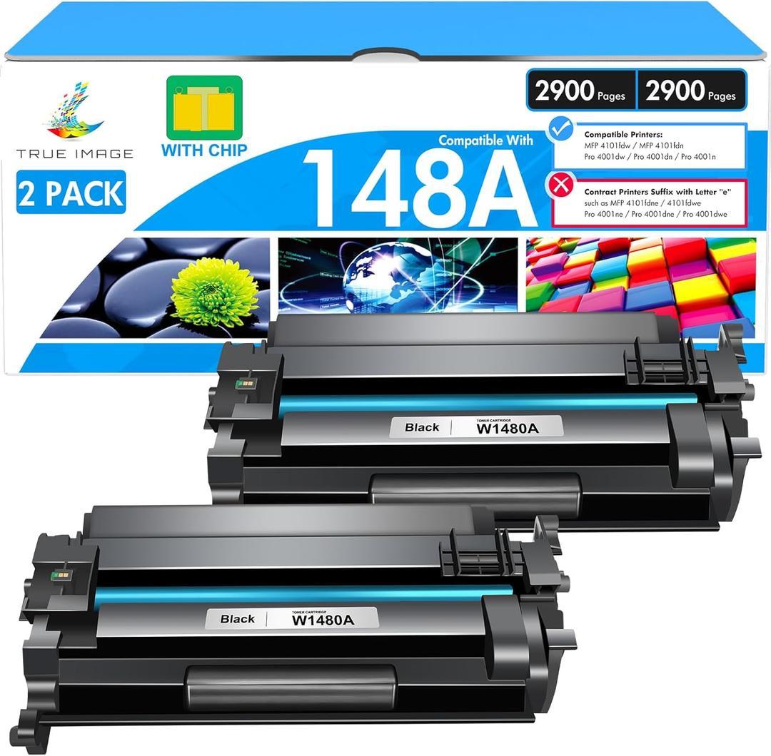 148A Toner Cartridge Black W1480A 4001n 4101fdw Compatible Replacement for HP148A 148X 148 W1480A W1480X for HP LaserJet Pro 4001n 4101fdw 4001dw 4001dn 4101fdn Printer Ink (with Chip) (2 Pack)
