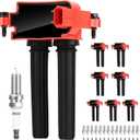 Autoexact Ignition Coil Packs and Iridium Spark Plugs Set Fit for 5.7 V8 HEMI 2008-2024 Ram 1500 2500 3500 Dodge Charger Durango Challenger Jeep Grand Cherokee Chrysler 300, # UF504 92145 Set of 8
