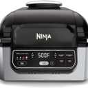 Ninja | Indoor Grill | Foodi | 5-in-1 (Grill, Air Fry, Roast, Bake, and Dehydrate | Fits up to 3lb Roast | Smoke Control System and Dishwasher Safe Parts| Black/Grey | AG301