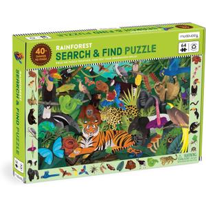 Mudpuppy Rainforest — 64 Piece Search & Find Puzzle Jigsaw Puzzle Featuring Diverse and Exotic Rainforest Animals and Over 40 Hidden Images to Find for Ages 4+