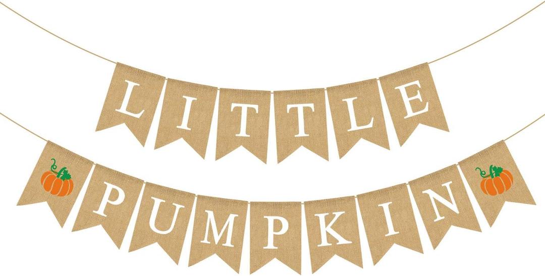 Rainlemon Jute Burlap Little Pumpkin Banner Fall Baby Shower Gender Reveal Birthday Party Garland Decoration