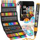 NICETY 100 Colors Acrylic Paint Pens Paint Markers, 3mm Medium Tip Paint Markers for Rock Painting, Canvas, Wood, Stone, Ceramic, Glass, Fabric, DIY Crafts & Art Supplies