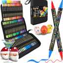 Betem Paint Markers Acrylic Paint Pens, Dual Tip 72 Colors Acrylic Markers with Brush Tip and Fine Point, Art Supplies for Wood, Canvas, Stone, Glass, Rock Painting Kit DIY Crafts Drawing Kit with Bag