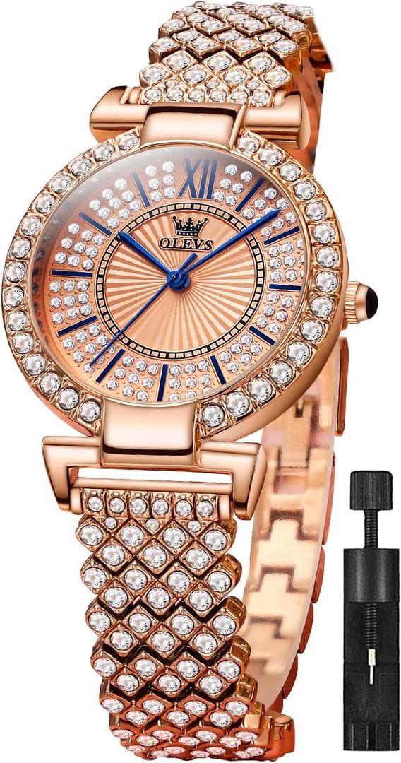 OLEVS Women Watch Bling Diamond Ladies Watches for Womenes Luxury Rose Gold Fashion Dress Female Watch Stainless Steel Waterproof Wrist Watches
