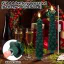 Funtery 6 Pcs LED Christmas Tree Flameless Taper Candles Real Wax Battery Operated Candlestick Lights with 3D Flame and Remote Timer Window Fireplace(Green,Christmas Tree)