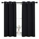 NICETOWN Halloween Bathroom Blackout Curtains and Drapes, Black Solid Thermal Insulated Grommet Blackout Drapery Panels for Window (2 Panels, 34 inches Wide by 45 inches Long, Black)