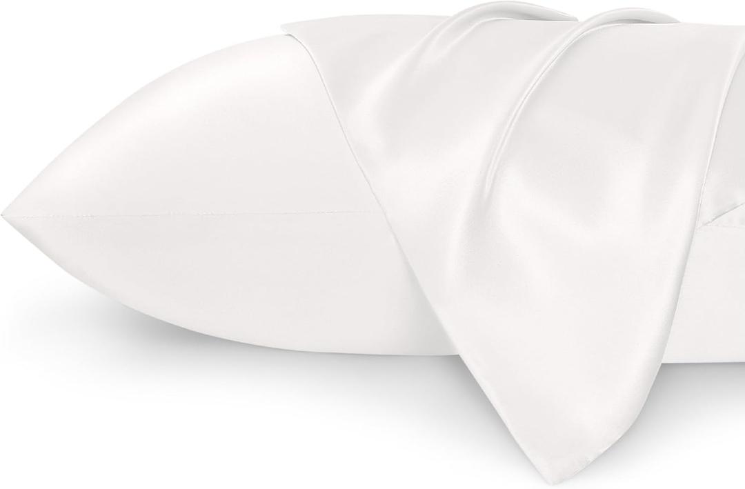 Bedsure King Size Satin Pillowcase Set of 2 - Ivory Silky Pillow Cases for Hair and Skin with Envelope Closure, Similar to Silk Pillow Cases, Gifts for Women Men, 20x36 Inches