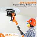 Drywall Sander, 1000W Popcorn Ceiling Removal Tool, Automatic Drywall Sander with Vacuum Dust Collection, LED Light, 6 Variable Speed 800-2200RPM, Foldable & Extendable Handle,15Pcs Sanding Discs