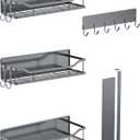 Multifunctional Magnetic Shelf for Washing Machine, Refrigerator, Microwave, and Any Metal Surface, Powerful Magnetic Shelves Include Magnetic Paper Towel Holder, Unique Hollow Design (5 pcs - Grey)