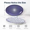 Selamica Serving Platters Ceramic, 12 Inch Serving Dishes for Party Entertaining, Oval Serving Plates for Sandwich, Appetizer, Fruit, Microwave Dishwasher Safe, Set of 4, Vintage Blue