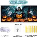 Trgowaul Happy Halloween Garage Door Decorations, 7 * 16Ft Garage Door Cover Banner Backdrop, Pumpkin Grim Reaper Indoor Outdoor Party Supplies Photography Background Sign Poster