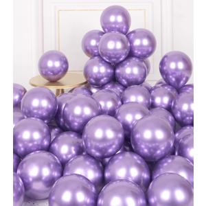 AULE Metallic Purple Balloons 5 inch 50 Pcs Dark Purple Latex Balloons Chrome Helium Shiny Thicken Balloon Perfect Party Decoration for Wedding Birthday Baby Shower Graduation Christmas Carnival