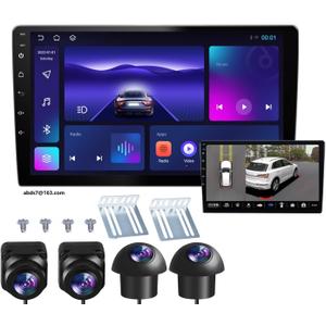 Double Din Car Stereo Support 360 Panoramic Backup Camera System, 360 Degree Panoramic Dashboard Recorder. 10 inch Touch Vehicle Andriod Navigation 2G+32G