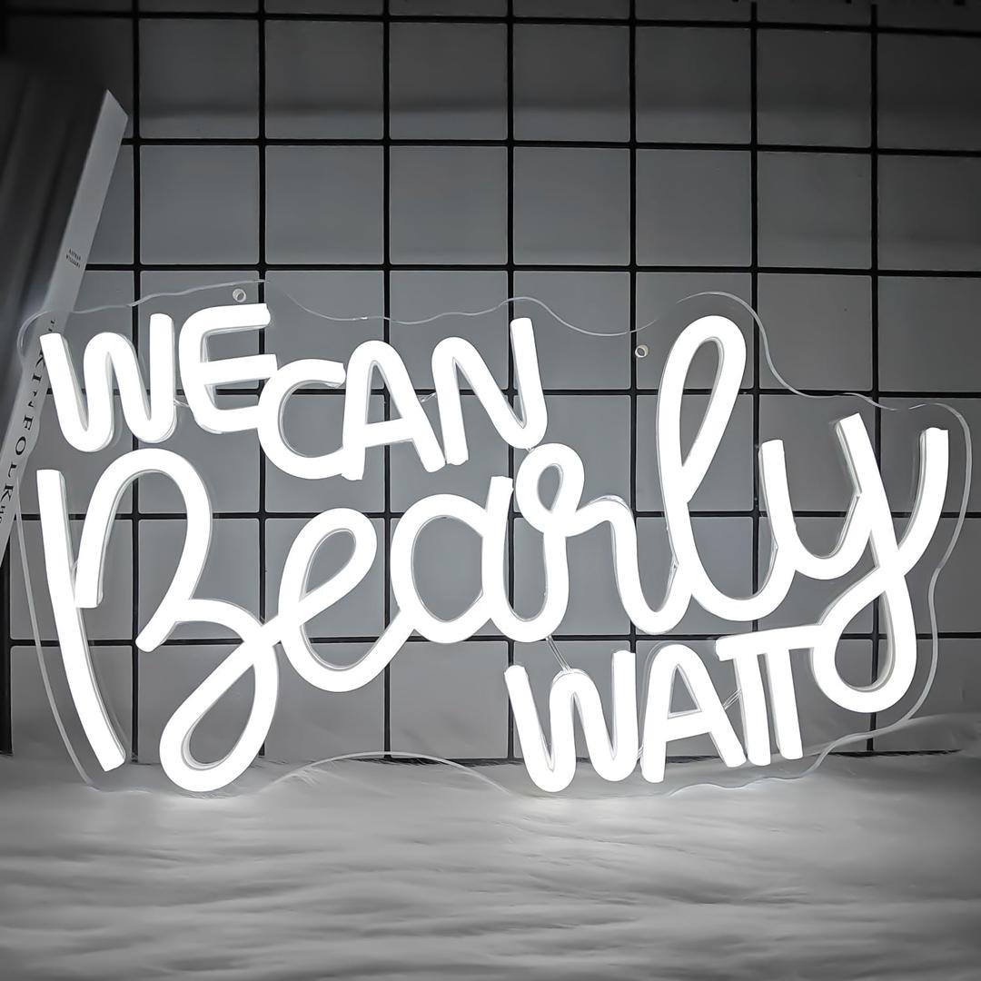 We Can Bearly Wait Neon Sign Dimmable Baby Shower Led Neon Light for Wall Decor, We Can Barely Wait Decorations Backdrop for Boys Girls Birthday Party
