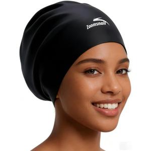 X-Large Silicone Swim Cap for Long Hair, 14.2in Long Waterproof Anti-Leak Seal for Braids, Dreadlocks, Weaves, Afros & Curls, Swimming Cap for Women & Men, Idea for Pool, Beach, Swimming