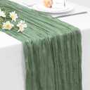 6 x INVGEEXI 1 Pack Sage Green Cheesecloth Table Runner 35" x 120", Boho Rustic Farmhouse 10FT Gauze Table Runner for Wedding Baby Shower Birthday Party Holiday Decor