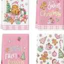 Artoid Mode Pink Gingerbread Sweet Candy Cane Christmas Kitchen Towels Dish Towels, 18x26 Inch Farmhouse Holiday Winter Decoration Cleaning Set of 4