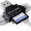 4 in 1 SD Card Reader for iPhone ipad Android Mac PC Camera,Micro SD Card Reader SD Card Adapter Portable Memory Card Reader Trail Camera Viewer for SD and TF Card (black)