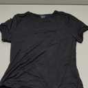SUUKSESS Women Double Lined Fitted Basic Tee Crew Neck Short Sleeve Y2K Crop Top (Large, Jet Black)