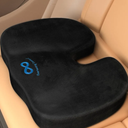 Everlasting Comfort Memory Foam Car Seat Cushion - Tailbone Pain Relief, Driving Seat Cushion for Short People - Office, Wheelchair, Gaming Chair, Travel - Non-Slip, Washable Cover