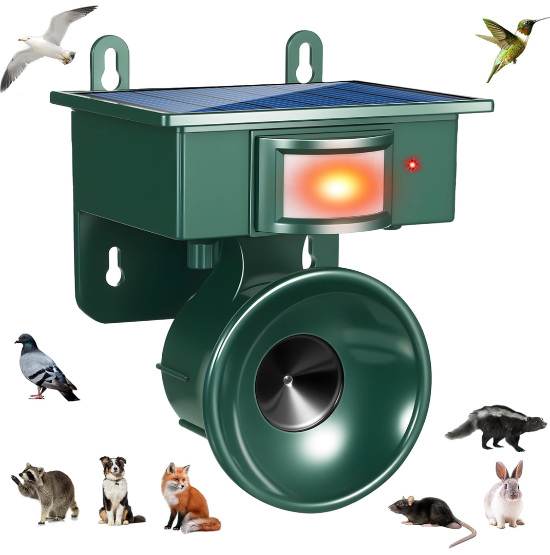 2026 New Solar Ultrasonic Bird Repeller Outdoor,Woodpecker Deterrent for House,Pigeon Bird Deterrents for Outside Sparrow Bird Repellent Scare Devices,Animal Repellent for Porch Patio Yard Garden Farm