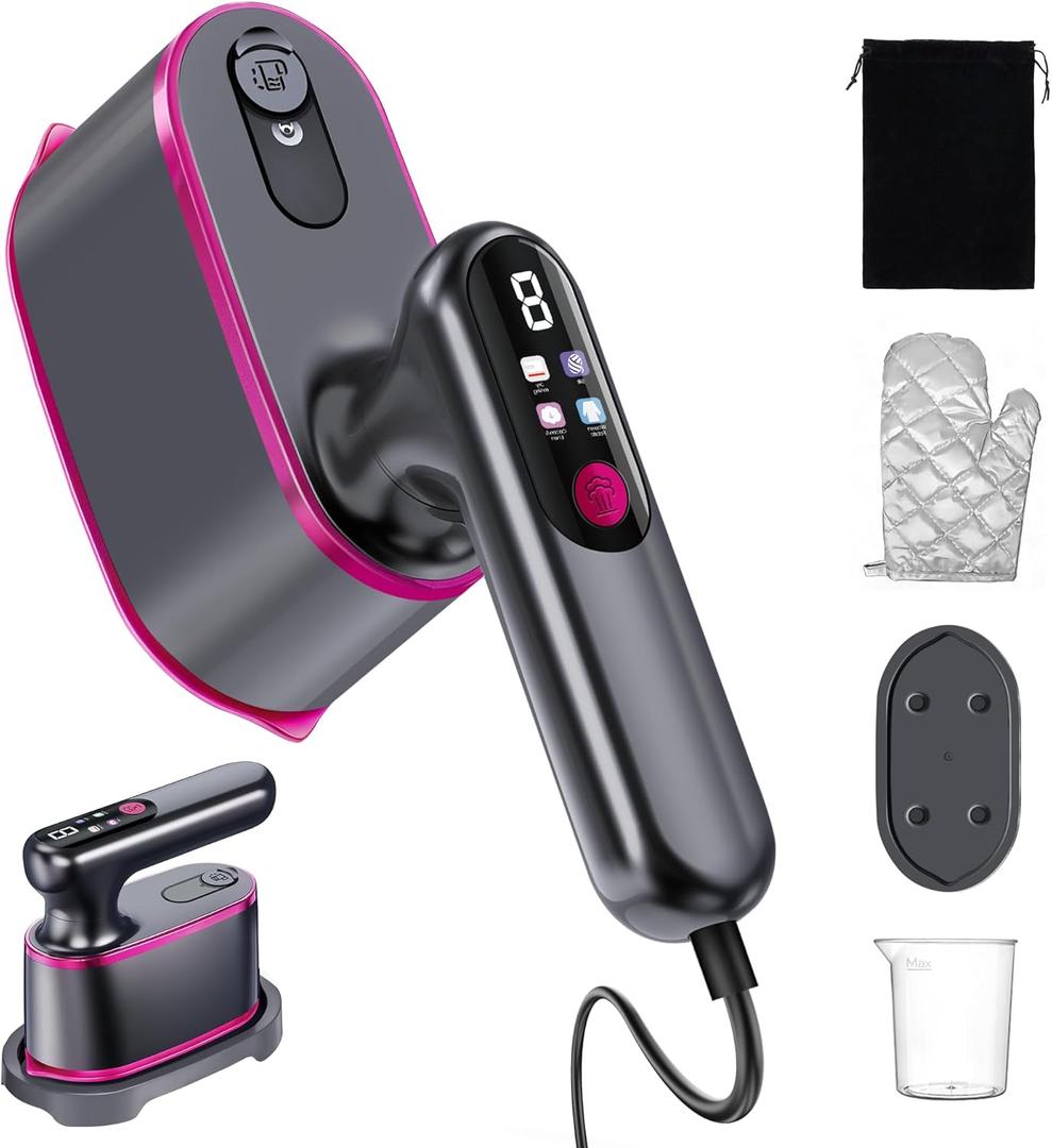 Travel Steamer for Clothes, 2-in-1 Clothes Steamer & Iron 4 Modes LCD Display, Hand Steamer for Clothes 1200W 15S Fast Heat-up 180ml Tank for 20Min Penetrating Garment Steamer, 100-120V