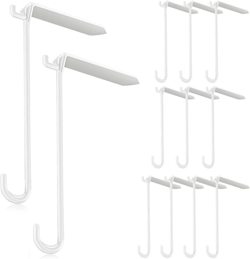 Yinkin 12 Pcs Patio Hooks 3 x 8 Inch String Light Hangers Aluminum Patio Cover Hanger Plastic White Hooks Wind Chimes Hanging for Solid Insulated Roof String Lighting and Lightweight Decoration