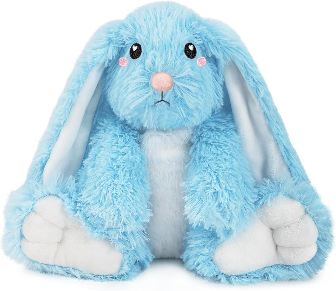 Bunny Microwavable Stuffed Animal  1.5 lb Unscented Heating Pad Plush, Soft Cozy Bunny Toy for Relaxation and Comfort, Gift for Women, Girls, Adults & Kids by Happy Fuel, Blue