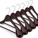 HOUSE DAY Wood Suit Hangers for Men, Wide Shoulder Wooden Hangers with Non Slip Pants Bar, Smooth Retro Finish 360 Swivel Hook Solid Wood Coat Hangers for Heavy Clothes Hanger 6 Pack (Cherry Wood)