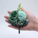 2 x Rose Flower Corsage and Boutonniere Set 2,Handmade Silk Flowers Corsage Wristlet Wedding Accessories for Brides,Bridal Shower Gifts,Prom Party Homecoming Bridesmaid Wedding Ornament(Blackish Green)