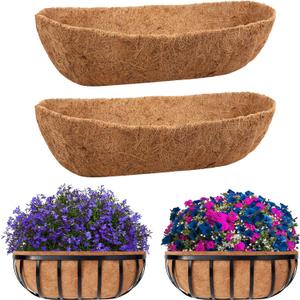 Riare 2 Pack 48 Inch Trough Coco Coir Liners for Planters, Pre-Formed Coconut Coir Replacement Liner Natural Coco Fiber Window Box Liners for Wall Planter, Window Basket Deck Railing Planter
