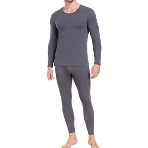Wirarpa Men's Cotton Long Johns Thermal Underwear Set Base Layer Lightweight Long Sleeve Top and Pajama Bottom (Large, Dark Grey)