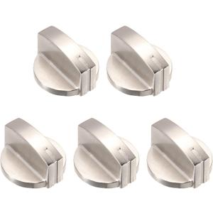 uxcell 5Pcs Gas Stove Knob, 8mm Universal Cooker Replacement Knobs Angle: 0, Durable Metal Surface Switch for Kitchen Cooktop, Gas Stove & Various Ovens (Champagne Gold)