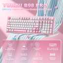 YUNZII B98 PRO QMK/VIA Wireless Mechanical Gaming Keyboard,96% Layout with Numpad and Cute Cat Knob, BT/2.4G/USB-C,Linear Switch Hot Swap Gasket,RGB for Win/Mac (Pink, Milk V2 Linear Switch)