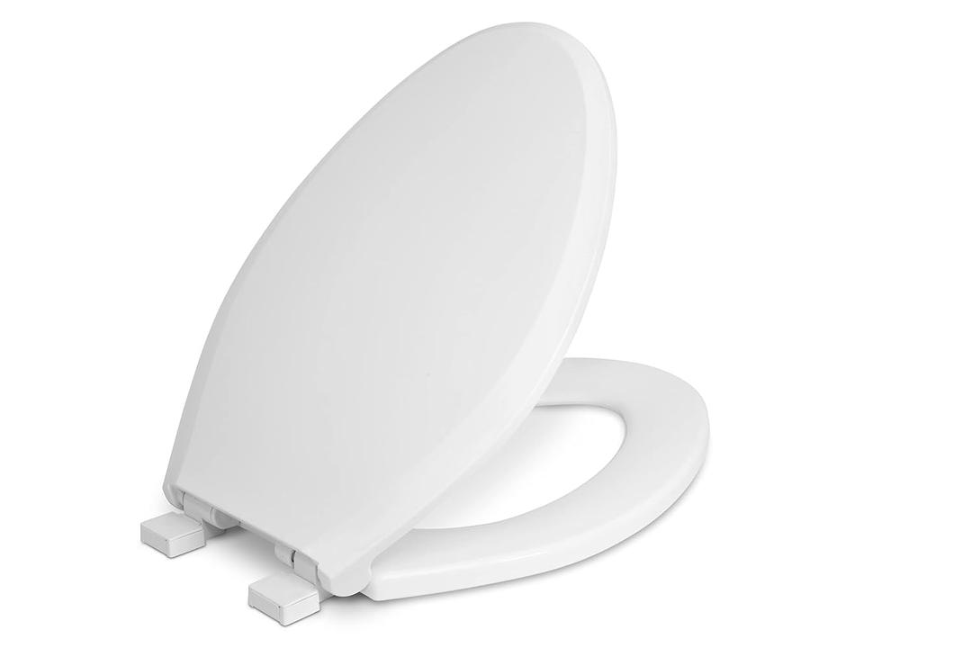 Centoco 3800SC-001 Elongated Plastic Toilet Seat with Safety Close, Light Weight Residential, White
