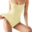 Suuksess Women Sexy Square Neck Thong Bodysuit Backless Cami Bodysuit Top, Small