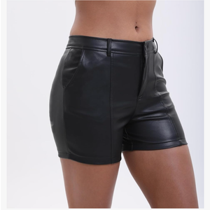 Zebaexf Women Sexy Leather Legging Shorts High Waist Faux Leg Stretchy Shorts PU Leather Pants.XXL