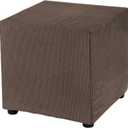 uxcell Square Ottoman Cover 18x18x18inch Stretch Polyester Washable Ottoman Slipcovers Elastic Foot Stool Foot Rest Protector for Living Room Bedroom, Brown