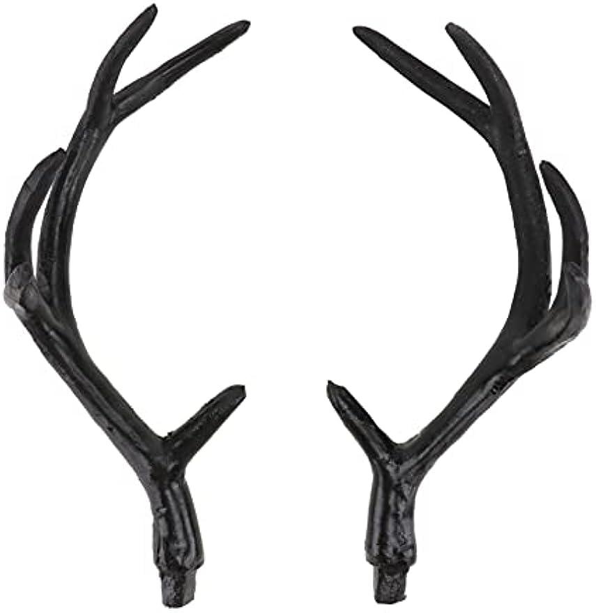 Deer Antlers Artificial Deer Antlers Fake Reindeer Antlers DIY Cosplay Animals Horn Headband Ornament for Christmas Parties Holiday Favors DIY Halloween Holiday Accessories (Black,18cm)