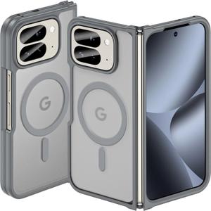 Magnetic Case for Google Pixel 10 Pro Fold, Pixel Fold Case for MagSafe Compatible Wireless Charging, Skin-Friendly & Smooth Touch, Military-grade Shockproof & Drop-proof Cover, Slim, Green (Gray)