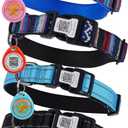 QR Code Smart Pet ID Tag for Cats Dogs - Waterproof Durable Pet Identity Tracking Accessory No Fees & Privacy Protection Personalized for Dogs and Cats (Black Pink red Blue, M)