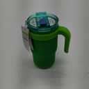 REDUCE 14 Oz Coldee Kids Tumbler with Lid and Straw - Coldee Insulated Travel Mug - Spill-Proof, Sweatproof Stainless Steel, BPA-Free - Includes Handle, Reusable Silicone Straw - Clover Green