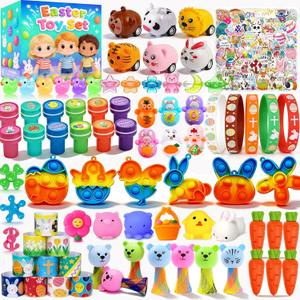 132 Pcs Easter Egg Fillers for Kids Boys Girls,Easter Basket Stuffers,Easter Party Favors Assorted Toys,Easter Eggs Hunt Gifts for Toddlers Teens Goodie Bag Stuffers Filling Treats Classroom Prizes