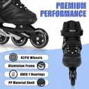 Nattork Adult Inline Skates for Men Women, Fitness Blades Roller with Aluminum Frame, PU Wheels and Breathable Mesh Black Size 7