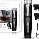 Vacuum Beard Trimmer for Men, No Mess Trimming, 40 Adjustable Lengths Dial, Smooth Ceramic Blade for Sensitive Skin, Waterproof Wet/Dry, LED Display, USB-C Grooming Kit
