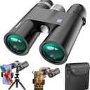 18x50 Professional Large View Binoculars for Adults with Upgraded Phone Adapter, Tripod and Tripod Adapter - Waterproof Binocular with BaK4 prisms for Bird Watching,Hiking,Outdoor Adventures (Black)