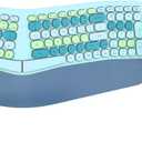 Wireless Ergonomic Keyboard and Mouse Combo with PU Wrist Rest, Carpal Tunnel Keyboard, 2.4G Colorful Split Ergo Keyboard, Comfortable Natural Typing, Compatible with PC/Laptop (Blue)  